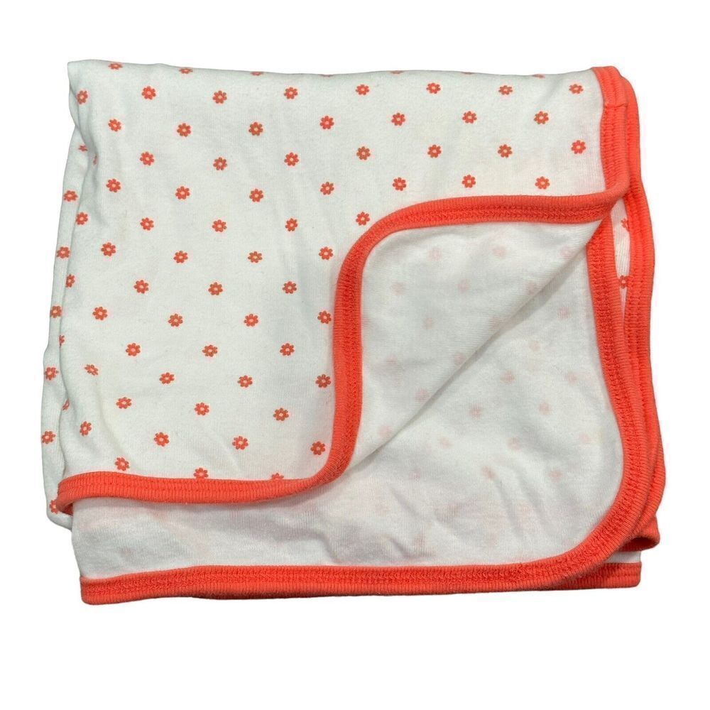 Carters Baby Blanket‎ Stretch Cotton Swaddle Poppy Flowers White Coral 126317